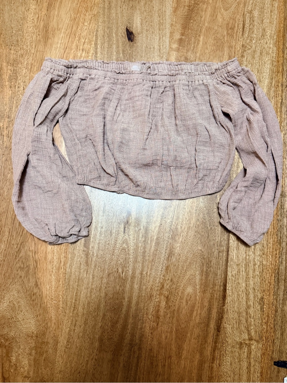 Lulu's Dusty Rose Off-Shoulder Peasant Crop Top